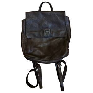 Tommy Hilfiger vintage leather mini backpack flap top adjustable straps brownl